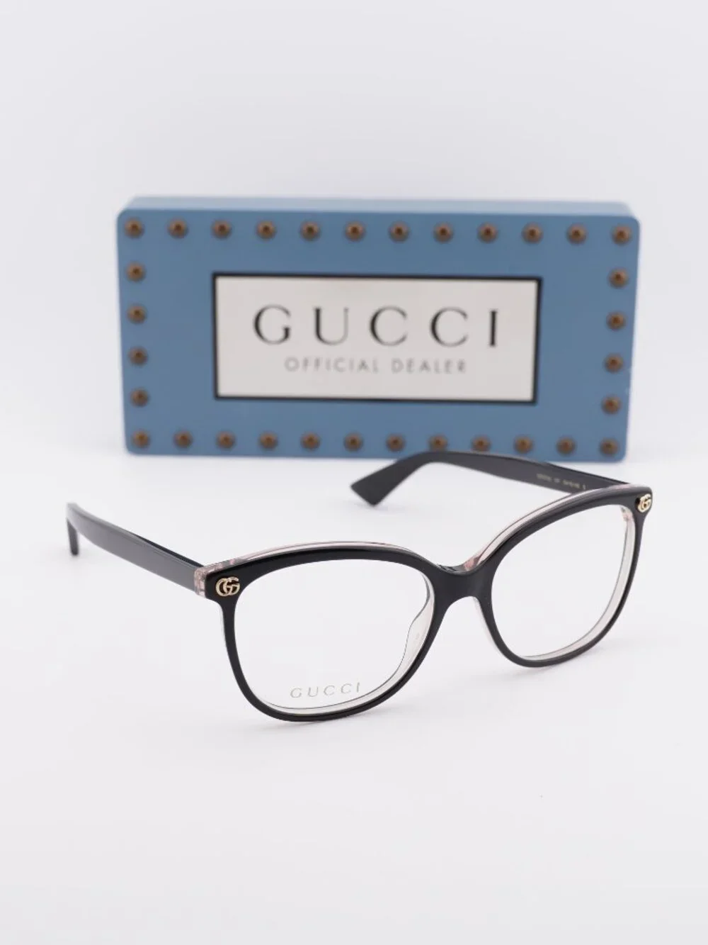 Gucci GG1816O 007 Cat Eye Eyeglasses - Black on Pink Crystal 54mm